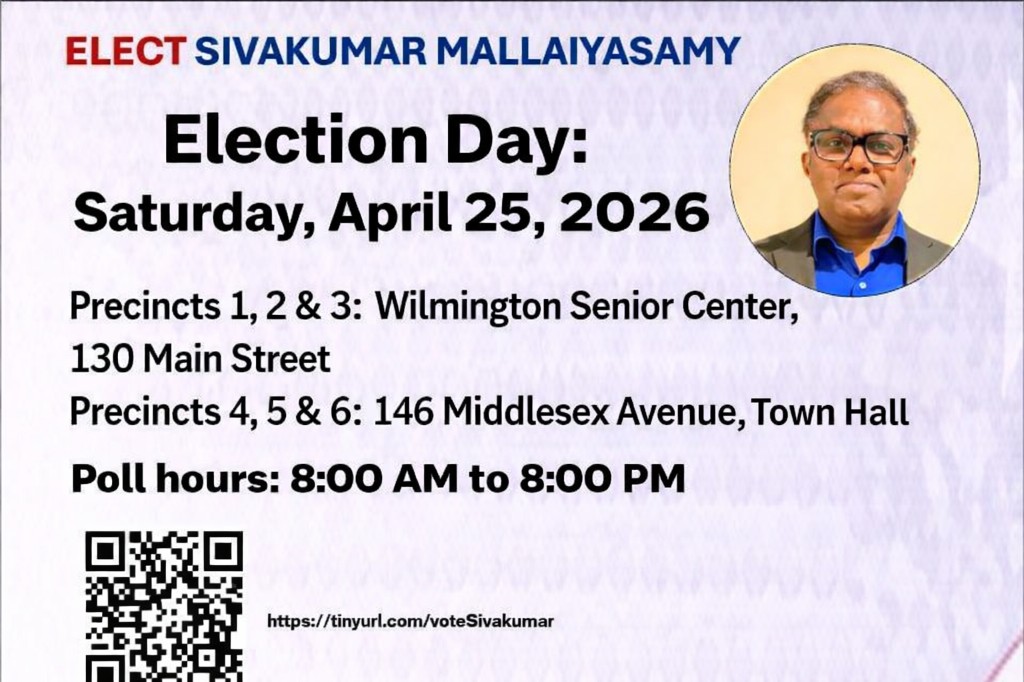 Campaign voting postcard: Election Day Saturday, April 25, 2026, precinct polling locations, poll hours 8:00 AM to 8:00 PM, and QR code.