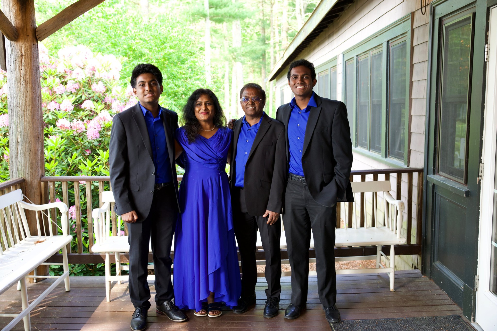 Sivakumar Mallaiyasamy with family on the porch